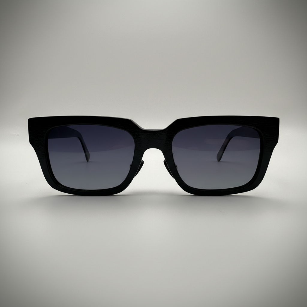 Olivencia ARVEN · NOX handcrafted black horn sunglasses with dark gradient lenses.